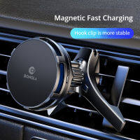 Bonola Magnetic Car Wireless Charger Cooler Mount 15W Fast Wireless Charging สำหรับ Universal Vehicle Air Vent Cooling With Light