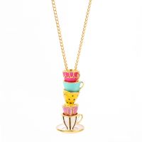 【cw】 Hand Made Sweater Chain Clothing Accessories Necklace Enamel Jewelry Cup Pendant Woman 【hot】