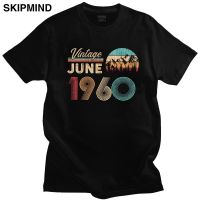 Vintage Since June 1960 60th Birthday Mens T Shirts Pure Cotton 60 Year Old Tee Short Sleeved Urban Sunset T shirt Merch Gift XS-6XL