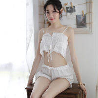 Under the moon whispering fun underwear court style womens sexy suspender wrap chest two-piece pajamas fun suit 6T1V