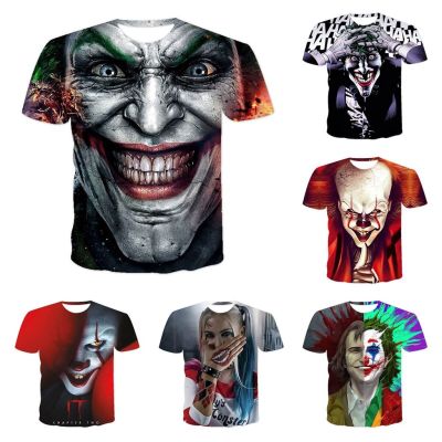 COD DSFDGDFFGHH 2021 summer new mens T-shirt womens short sleeve 3D style clown horror polyester round neck LARGE T-shirt