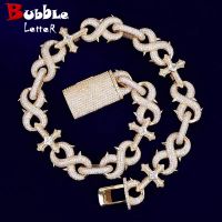 Bubble Letter Prong Chain Iced Out Cross Infinity Necklace for Men Choker Real Gold Plated Hip Hop Jewelry Fashion Chain Necklaces