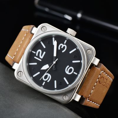 ⌚นาฬิกาข้อมือควอทซ์แฟชั่นคุณภาพ AAA นาฬิกาสำหรับผู้ชายเหลี่ยมไขลานเองนาฬิกาข้อมือบุรุษนาฬิกาสำหรับผู้ชาย