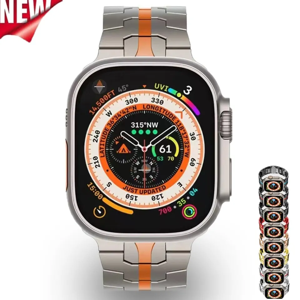 Ultra Titanium Color Strap For Apple Watch 49mm 45mm 44mm 42mm Luxury Metal  Band For iWatch Series 8 7 6 5 4 se Mens Bracelet
