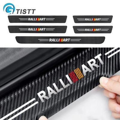 HOT GTISTT สำหรับ Ralliart คาร์บอนไฟเบอร์ กันรอยประตูรถยนต์ แผ่นกันรอยประตูรถยน สติกเกอร์ท้ายรถ สติ๊กเกอร์ติดรถ สำหรับ Mitsubishi Mirage G4 Attrage Strada Triton Lancer Xpander Outlander Pajero Montero Sport