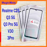 MagicMeta กระจกด้านนอกหน้าจอด้านหน้าพร้อมกาวโอก้าสำหรับ C25 Realme/Q3 5G/Q3 Pro/V30/3 Pro Screen LCD Touch ตัวเปลี่ยนกระจกด้านนอก