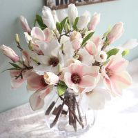 Artificial Fake Flowers Leaf Magnolia Floral Wedding Bouquet Party Home Decor home decoration diy crown scrapbook