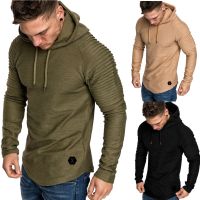 Autumn Gym Men T Shirt Casual Long Sleeve Slim Tops Tees elastic T-shirt Sports Fitness breathable Quick dry Hooded T Shirt