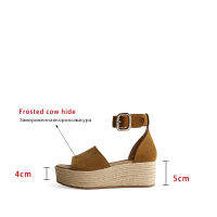 MUMANI Woman‘s Genuine Leather Casual Flat with Buckle Strap Platform Concise Modern Sandals