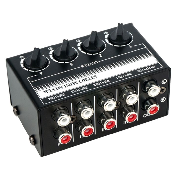4-channel-stereo-audio-mixer-support-rca-input-and-output-mini-passive-stereo-mixer-with-separate-volume-controls