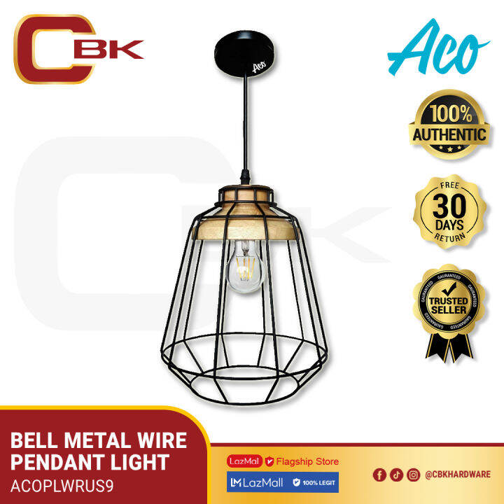ACO Iron Bell Metal Wire Pendant Light ACOPLWRUS9 (Bulb not included
