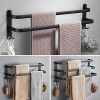 Towel Holder Bathroom 30-50cm Shower Bar Rail Shelf Aluminum Space-saving Organizer with Hangers Double-layer 40CM