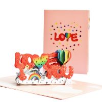 3D Pop Up I Love You Greeting Card Vlanetines Day Cards with with Envelope Gift