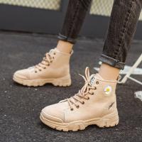 hchai shop ready stock Martin Boots Womens British Style Short Boots Breathable Thick Bottom All-match High-top Canvas Shoes Women Shoe Ankle Boots Boots New Martin Boots