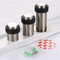 【LZ】 Cylinder Wall Mount Stainless Steel Door Stop Stopper Doorstop height 46mm 60mm 80mm Silent Rubber anti-collision door stop