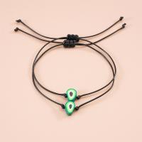 2pcs Lucky Adjustable Black Rope Fruit Avocado Bracelet Couple Handmade Braided Charm Bracelets Women Men Thread Jewelry Charms and Charm Bracelet