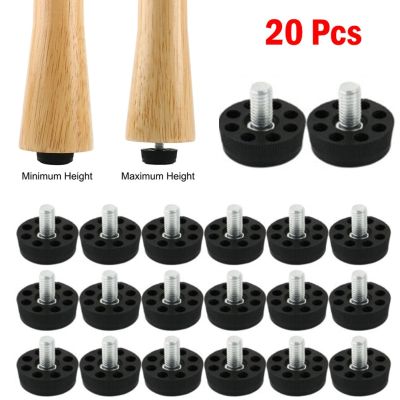 20 Pcs Furniture Leveling Foot Screw Furniture Table Chair Base Levelers Foot Adjuster M8 Table Chair Furniture Feet Accessories Furniture Protectors