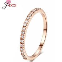 【☊HOT☊】 suncila แหวน925เงินสเตอร์ลิงสำหรับผู้หญิงประดับพลอยเทียมแบบเดี่ยวสำหรับงานหมั้นงานแต่งงานสีแหวนกุหลาบทอง