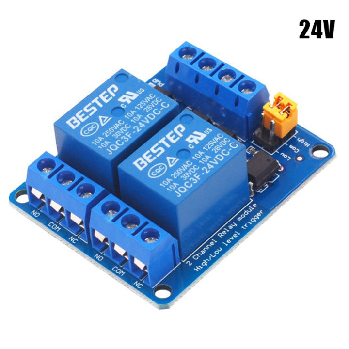 รีเลย์โมดูล2ช่องสัญญาณ33v 5v 12v 24v บอร์ดรีเลย์ทริกเกอร์ระดับโมดูลสูงและต่ำ Th 0315