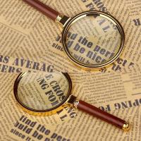 10X Handheld Magnifier Antique Mahogany Handle Magnifier Reading Magnifying Glass for Reading Book  Inspection  Coins  Insects  Rocks  Map  Crossword