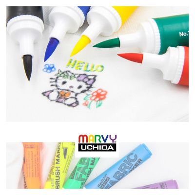 Marvy 722 Soft Head Sweater Markers Pen 6Pcs Set Graffiti Fabric Alcohol Ink Brush Pen Water Resistant Clothing Marker Pe