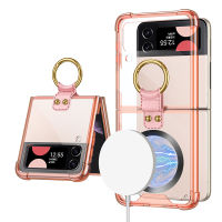 Samsung Galaxy Z Flip 3 5G Case Compatible with Magsafe, Slim Thin Clear with Ring and Airbag Protection, All-Inclusive Transparent Shockproof Anti-Fall Phone Case for Galaxy Z Flip 3 5G