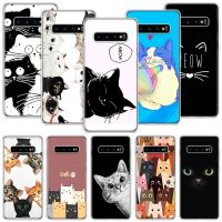 [Hot K] แมวน่ารักแมวเคสโทรศัพท์รูปการ์ตูนสำหรับ Samsung Galaxy S20 FE S10 Plus S21 S22 Ultra S10E S9 S8 S7 Edge J4 + เคสโทรศัพท์วิบวับ Coque