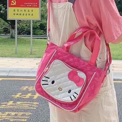 กระเป๋าถือ กระเป๋าสะพายข้าง หนัง Pu แบบนิ่ม กันน้ํา ลาย Hello Kitty น่ารัก สไตล์ญี่ปุ่น สําหรับเด็กผู้หญิง