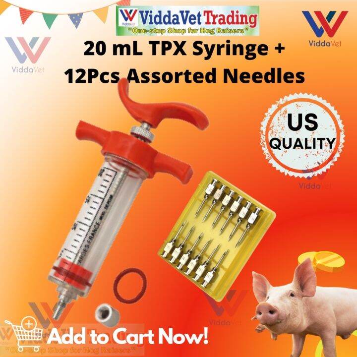 20 ml Capacity Veterinary Syringe 1Dozen Assorted Needles for animals