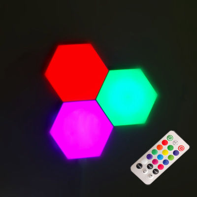 USB Colorful LED Honeycomb Quantum Hexagon Wall Lamp Touch Sensitive Bedroom Living Room Stair Loft DIY Decor Night wall Light