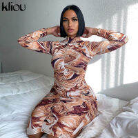 Kliou Print Stacked Hot y Bodycon Maxi Dresses Women Streetwear Slim Skinny Party Clubwear Female платье Outfits