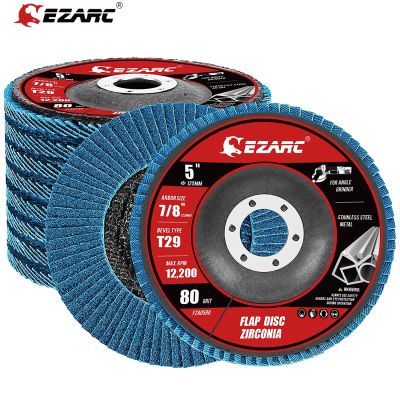 EZARC 10PCs Flap Discs Diameter 125 mm x 22.2 mm Pack of 10 Blue Flap Discs Grit 80 or 40 for Stainless Steel, Metal and Wood