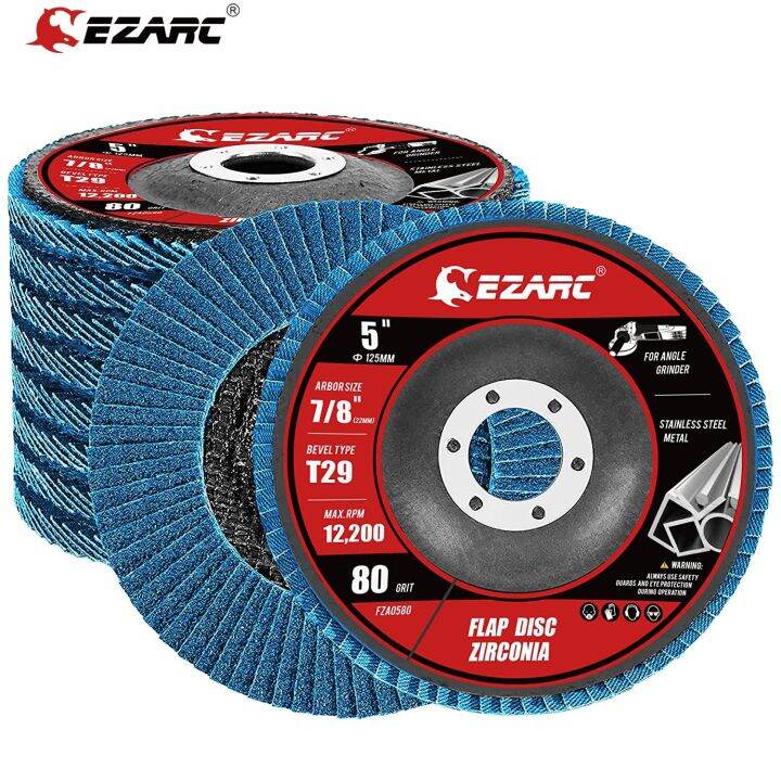 ezarc-10pcs-flap-discs-diameter-125-mm-x-22-2-mm-pack-of-10-blue-flap-discs-grit-80-or-40-for-stainless-steel-metal-and-wood