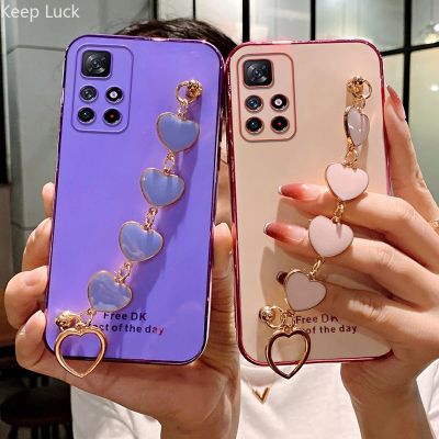 「Enjoy electronic」 Luxury Plating Red Love Heart Bracelet Phone Case For Xiaomi Redmi  Note 11 11S 10 10S 10A 10C 9 9A 9T 9C 8 8T Wrist Chain Cover