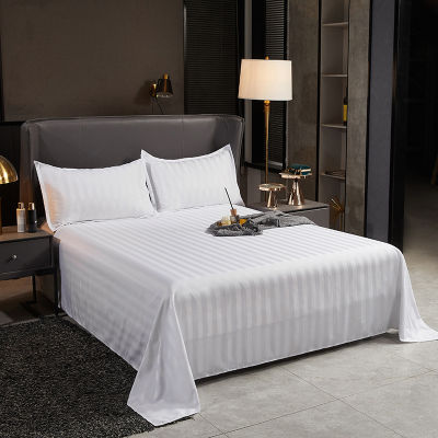 ผ้าปูโรงแรมลายริ้ว ทอ250เส้น Hotel Linens ผ้าปูที่นอนไม่รัดมุม Cotton100%