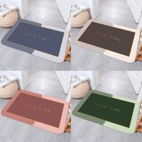 【JH】 minimalist style flannel printed floor mat bathroom toilet door absorbent living room bedroom