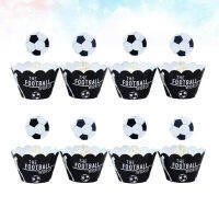 Eshopdeal【Hot Sale】 48PCS Football Party Cake Toppers Wrappers ตั้งค่าการตกแต่งรูปแบบฟุตบอลเค้กที่สร้างสรรค์ (ไม่มีไม้จิ้มฟัน)