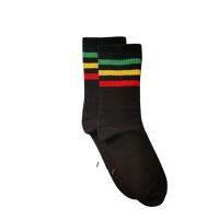 Black Red Yelow Green Rasta Striped 34 Half Calf Oldschool Socks Flexible and Comfortable for Men