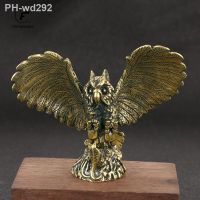 Solid Brass owl Figurine Miniature Tea Pet Arts crafts Desktop Small Ornament Animal Home Decoration Accessories Children Gifts