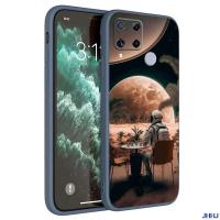 JHHJ เคสน่ารักสำหรับ OPPO Realme C15ลวดลาย Astronaut04ขอบตรงเคสคลุมซิลิโคนนิ่ม