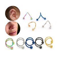 【HOT】 1Pcs steel Screw Piercing S Twister Barbell Earring Ear Cartilage Helix Rings ear cuff chain Pierce