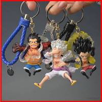 พวงกุญแจ จี้ตุ๊กตาฟิกเกอร์ PVC อนิเมะวันพีช Luffy Zoro Sanji เหมาะกับของขวัญ สําหรับตกแต่งรถยนต์