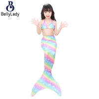 2Pcs/set Girl Kid Swimsuit Halter Bra + Mermaid Tail Colorful Split Swimwear for 3-12Y【fast】