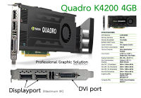 nVidia Quadro K4200 4GB การ์ดจอสำหรับเขียนแบบ ออกแบบ ทางด้านวิศวกรรม สถาปัตยกรรม กราฟิกดีไซน์ อื่นๆ Video Wall ดูหุ้น 4จอ 4K สบายๆ