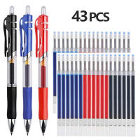 43 PCS ปากกาเจล &amp; ชุดเติมเครื่องเขียน Kawaii ปากกาเขียนสีดำ/แดง/หมึกสีน้ำเงิน 0.5 มม. ปากกาลูกลื่นสีน้ำเงินอุปกรณ์สำนักงานโรงเรียน-kxodc9393