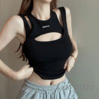 DVDSF GIVEME-Women Camisole Halterneck Backless Hollowed Letters Print