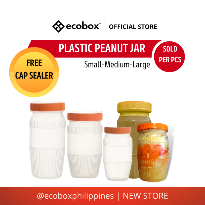 Ecobox with Cap Seal Plastic Peanut Butter Jar, Bagoong Jar, Atsara