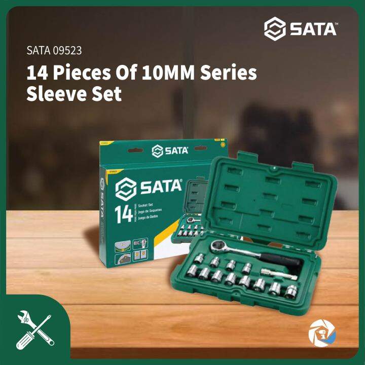 SATA 09523 14PCS 3/8" DRIVE 6 POINT METRIC SOCKET SET LIFETIME