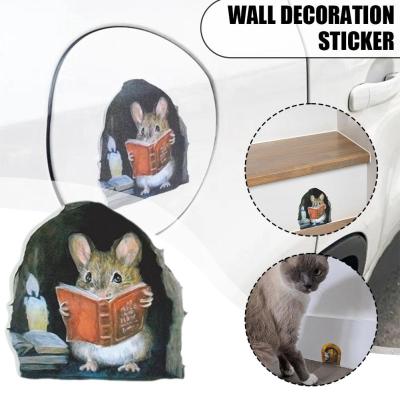 Cute Mouse Wall Decoration Sticker Decal Mouse Hole Wall Stickers T9R8