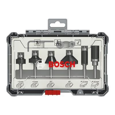 "ถูกชัวร์"ชุดดอกเร้าเตอร์ BOSCH รุ่น Router Bit 1/4 6 p ขนาด 6 มม. (แพ็ค 6 ชิ้น) สีเทา - เงิน*ส่งด่วนทุกวัน*